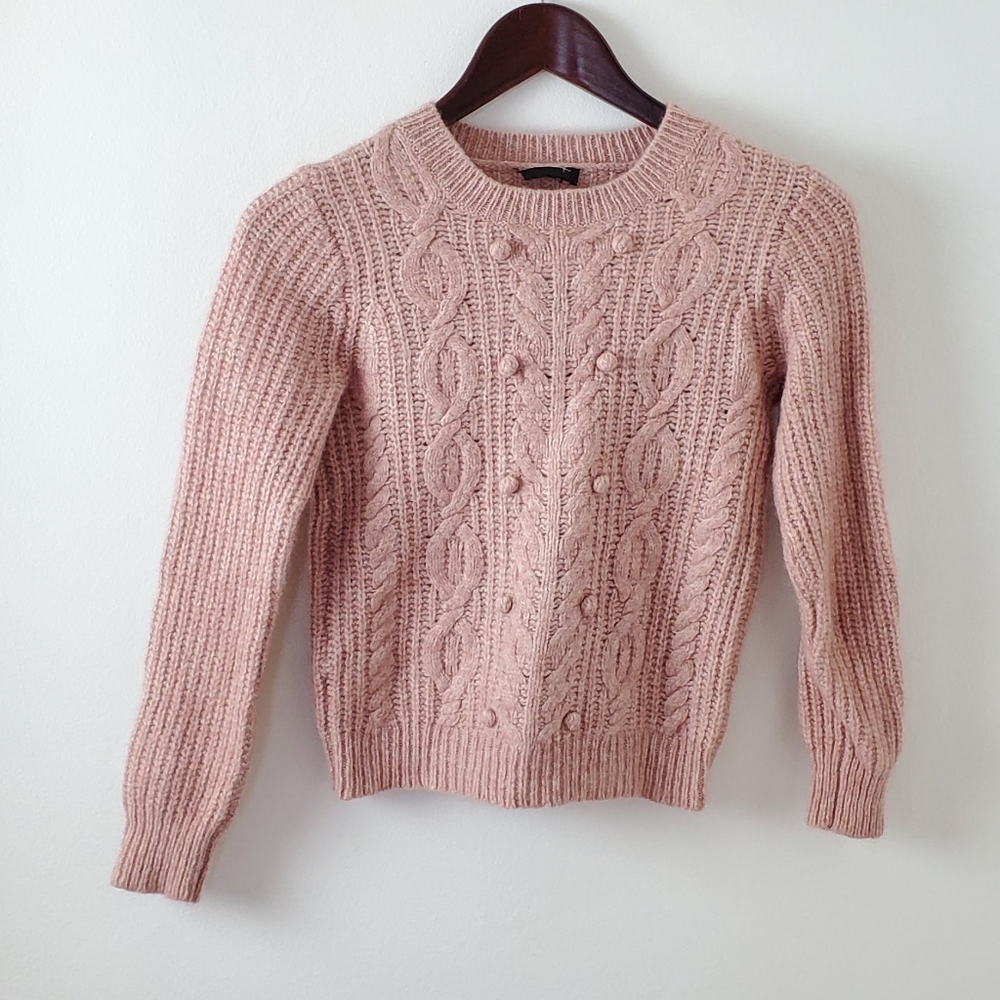 J Crew Cashmere blend PomPom Cable-Knit Sweater